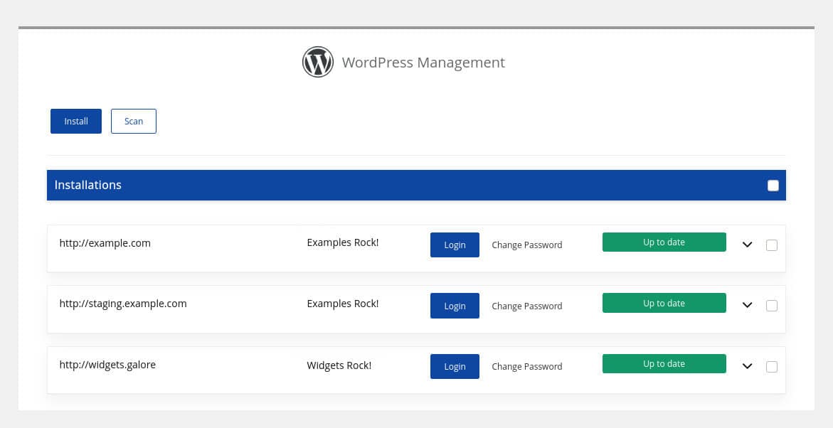 Softaculous WordPress Manager overview via cPanel